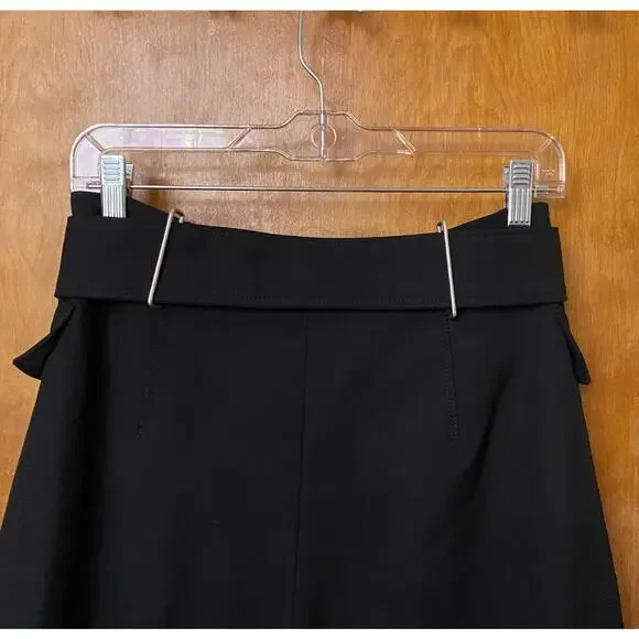 Acne Studios INEZ Wool Pleated Wide Leg Cropped Culotte Pant PSS17 Black Sz 36 - Picture 12 of 14